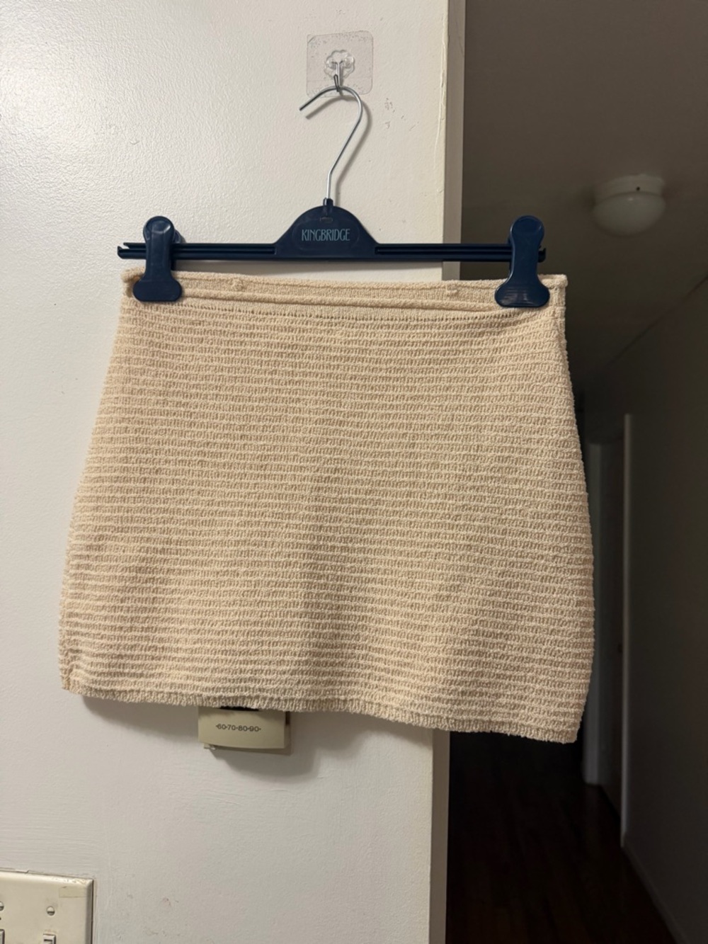 OAK + FORT Cream Textured Knit Mini Skirt